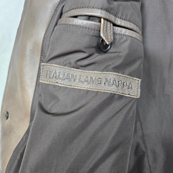 Hugo Boss Leather Blazer Jacket Mens XL 46R Brown Lamb Leather Soft! Distressed - Picture 11 of 16